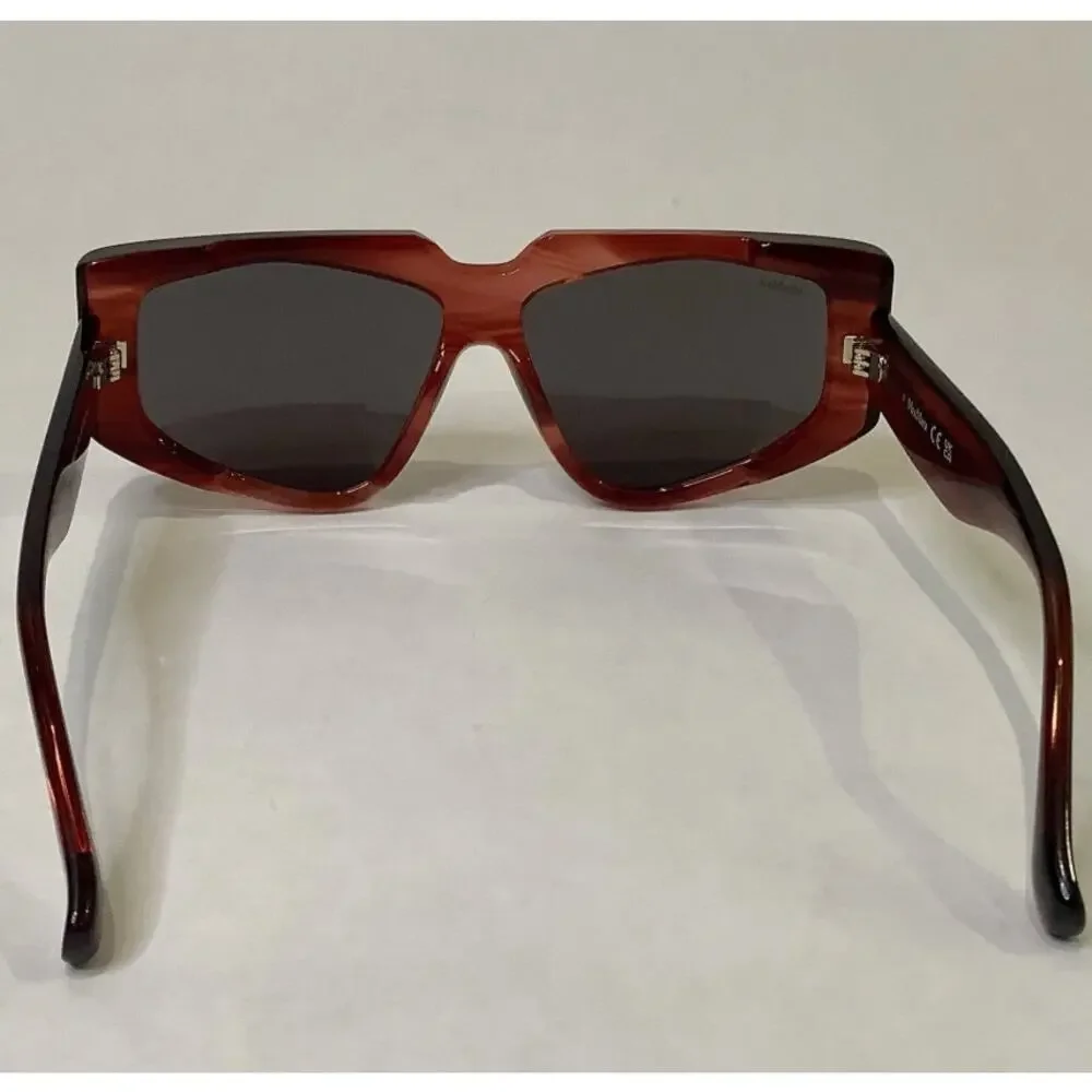 NIB Max Mara 58MM Red Solid Lenses UV Protection Rectangle Sunglasses